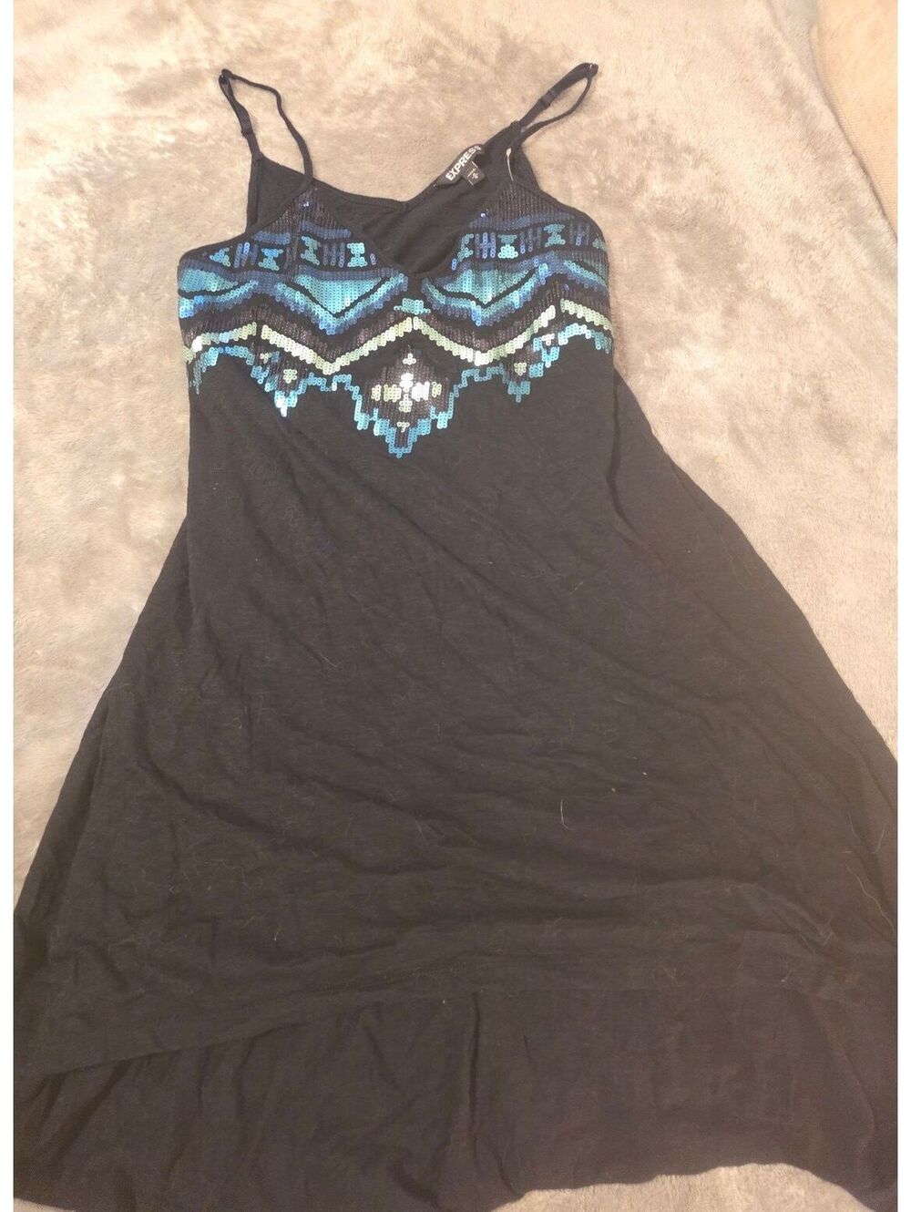 Express Black Sequin Embellished Sleeveless Dress Size m